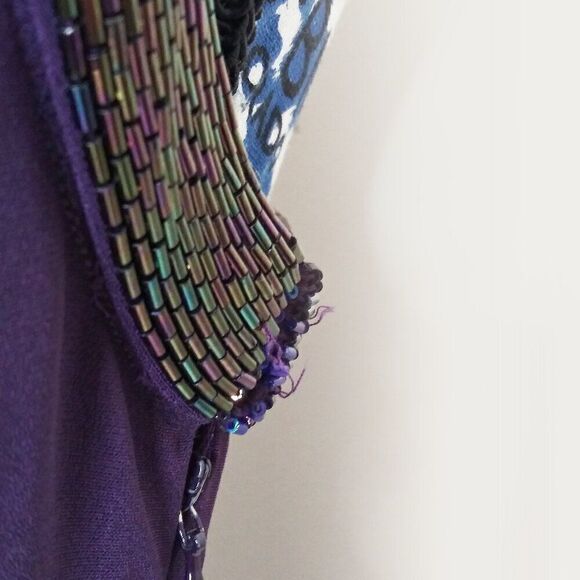 VTG 90s NITELINE Della Roufogali Beaded Cocktail Sheath Dress Open Cage Back 4 - Picture 12 of 15